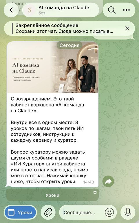 Бот встречает после оплаты